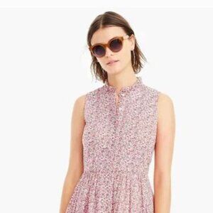 J.Crew Sleeveless Ruffle-Neck Midi in Liberty® Chamomile Floral Dress - Size 4